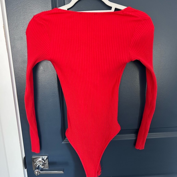 ZARA Red Ribbed Long Sleeve Bodysuit - Picture 3 of 3